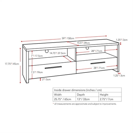 CorLiving - Fernbrook TV Stand with Drawers, for TVs up to 75" - Black Faux Wood Grain