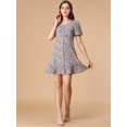 thumbnail image 3 of Allegra K Minivestido floral de manga corta con volantes casuales y botones para mujer Azul S Unique Bargains Alinear, 3 of 6