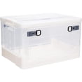 thumbnail image 1 of JIAQILI 2 Pack Storage Bins with Lids 37.5Gal Plastic Storage Bins with Wheels Collapsible Stackable Storage Bins with 5 doors Closet Organizers Foldable Storage Containers Box (White), 1 of 6