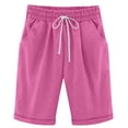 thumbnail image 6 of HAIJIE Shorts for Women Knee Length Long Shorts Linen Plus Size Dressy Casual Pull On with Drawstrings (#083 Hot Pink,XXL), 6 of 6