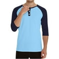 thumbnail image 6 of USNSM Mens Casual Slim Fit T-Shirts Henley Shirts Raglan 3/4 Sleeve Jersey Lightweight Breathable Round Neck T Shirts Blue M, 6 of 7