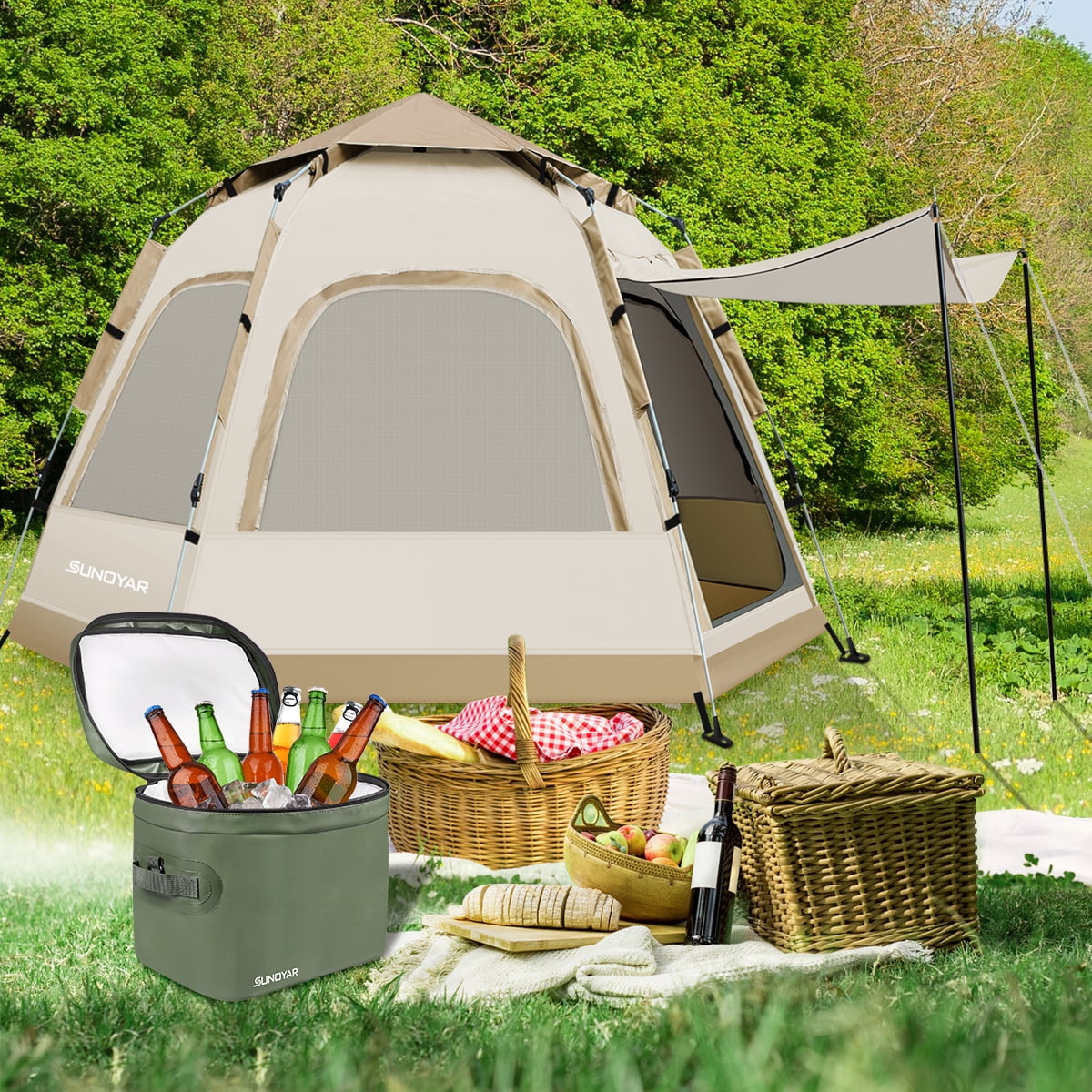 SUNOYAR 4-6 Person Tent for Camping, Camping Tent with Carry Bag, Instant Tent for Outdoor/Hiking/Traveling