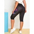 thumbnail image 4 of Leggings de cultivos de flor de flor de mariposa Rosegal Leggings de talla grande, 4 of 5