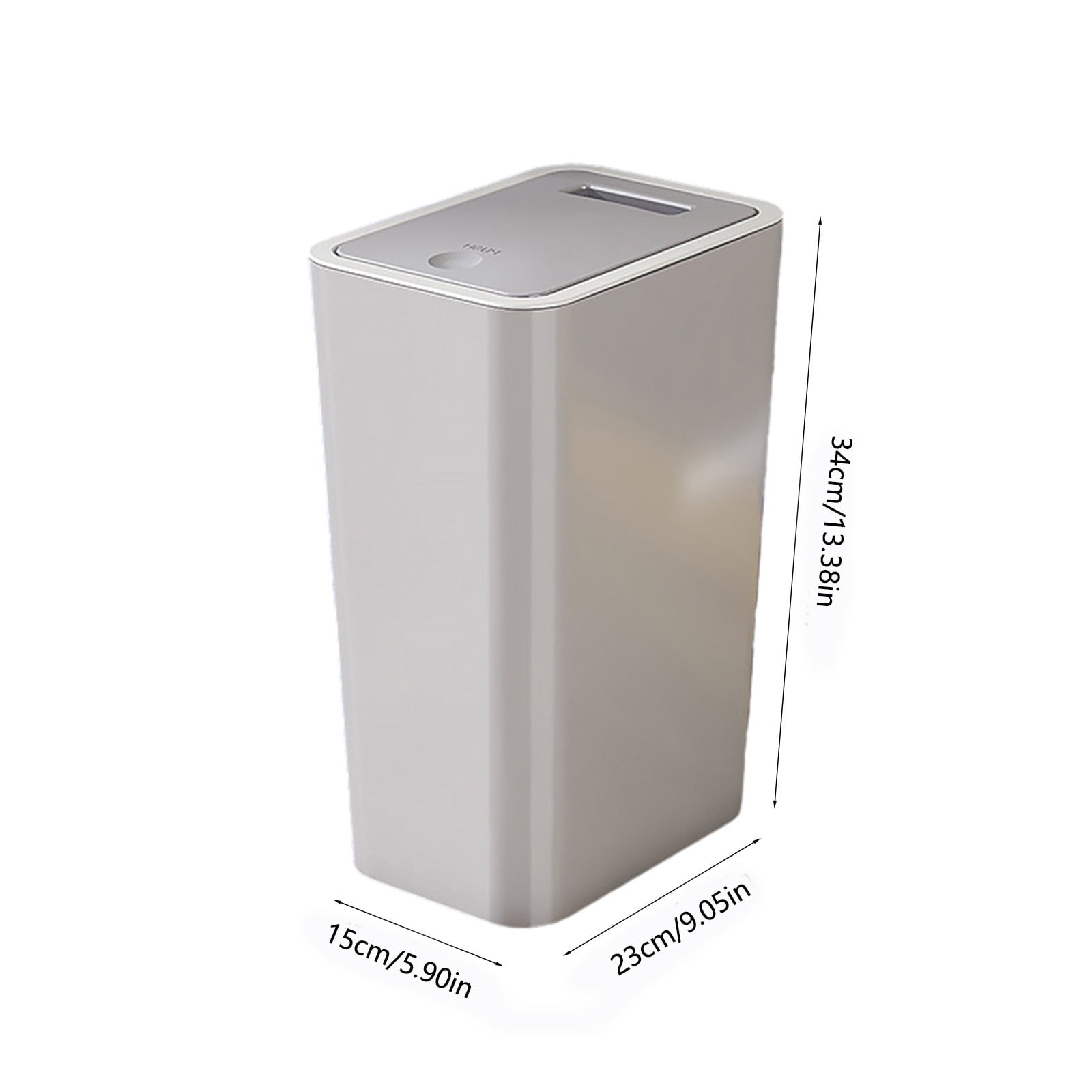 XEOVHV Bathroom Trash Can with Lid, 4.0 Gallon / 15 Liter Small Garbage Can with Press Top Lid, Plastic Wastebasket with Pop-up Lid for Toilet, Office, Bedroom, Living Room, Gray