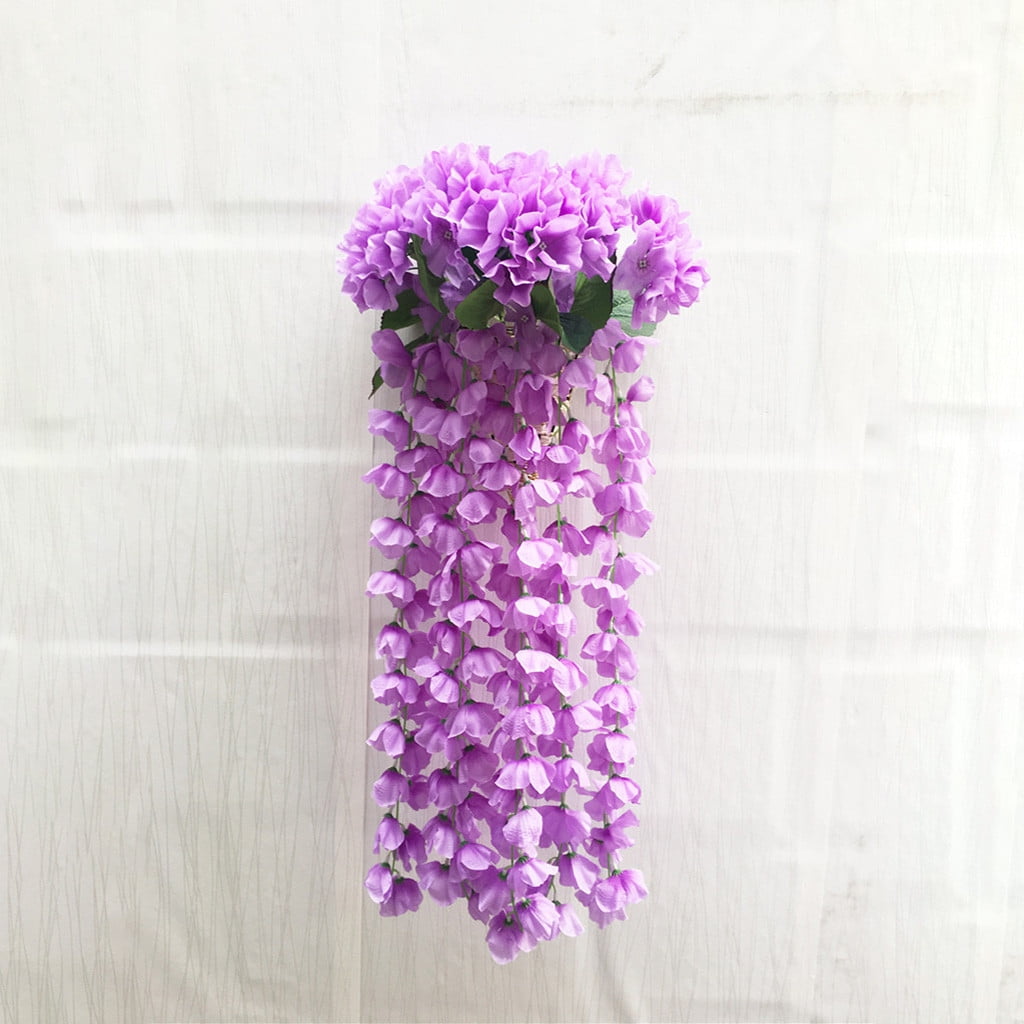 Hanging Flowers Artificial Violet Flower Wall Wisteria Basket Hanging Garland Vi