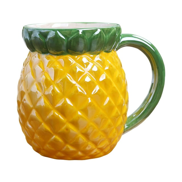 jifeng Cute Ceramic Coffee Morning Cup Teacup Funny Creative Hot or Cold Drinks Ceramic Pineapple