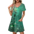 thumbnail image 2 of Women's Dresses Dress for Women Summer Summer Plus Size Dresses Women's Fashion Summer Print Short-sleeved V-neck Casual Dress Green XXL, 2 of 8