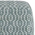 thumbnail image 4 of SIMPLIHOME Graham Square Pouf, Footstool, Upholstered in Patterned Teal, Natural Hand Woven Cotton, for the Living Room, Bedroom and Kids Room, Transitional, Modern, 4 of 5