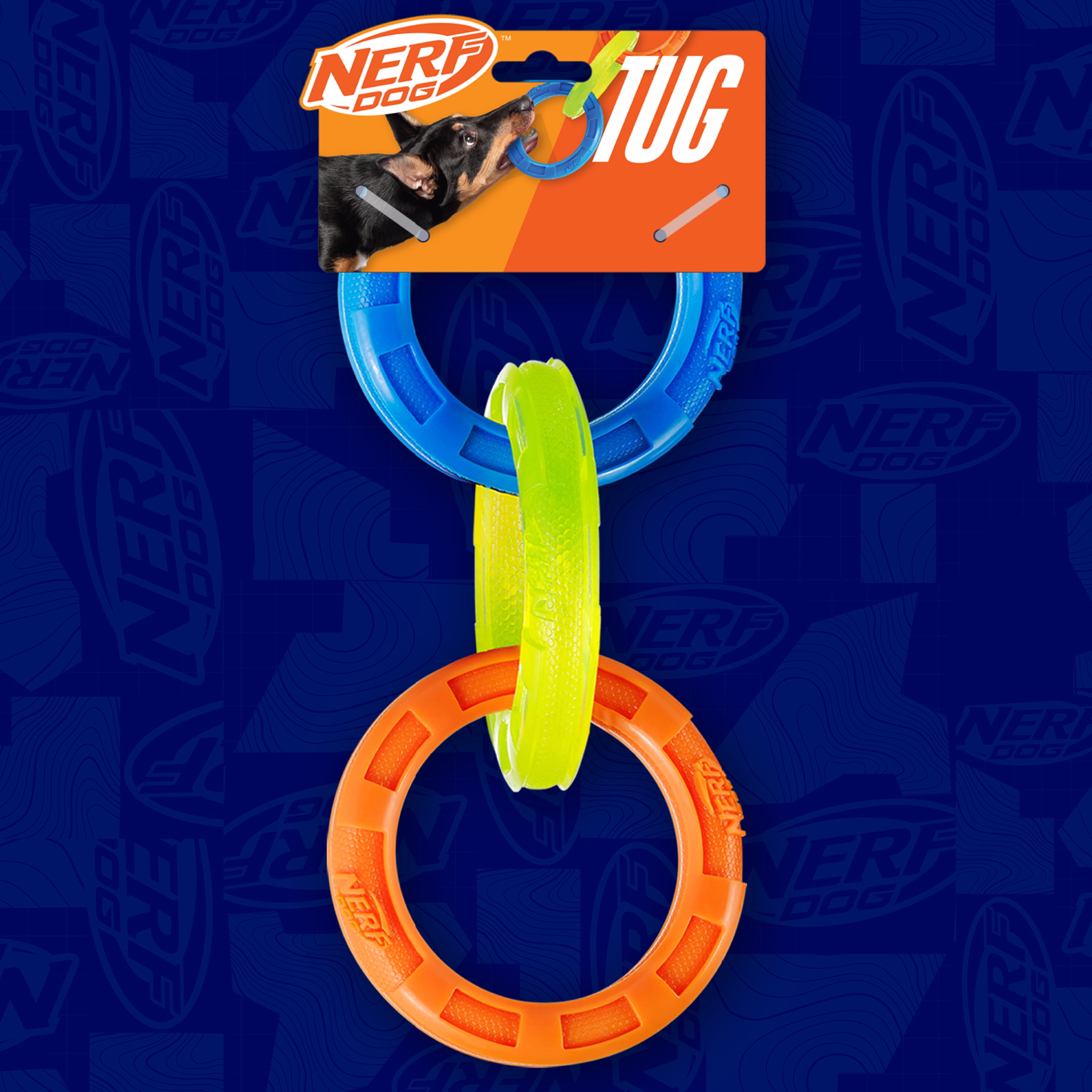 Nerf Dog TPR 3-Ring Tug Dog Toy, 11.5 inch