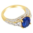 thumbnail image 2 of AFFY Simulated Blue Sapphire & White Sapphire Solitaire Ring In 14k Yellow Gold Over Sterling Silver (4.88 cttw) Ring Size-5.5, 2 of 2