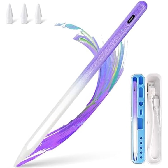 can Stylus Pen for iPad Apple: Fast Charge for iPad Pencil Apple Pen with Palm Rejection Tilt Sensitivity - Pen for iPad 10/9/8/7/6, iPad Pro 12.9"/11"/13" M4, iPad Mini 6/5, iPad Air 5/4/3/M2 Purple