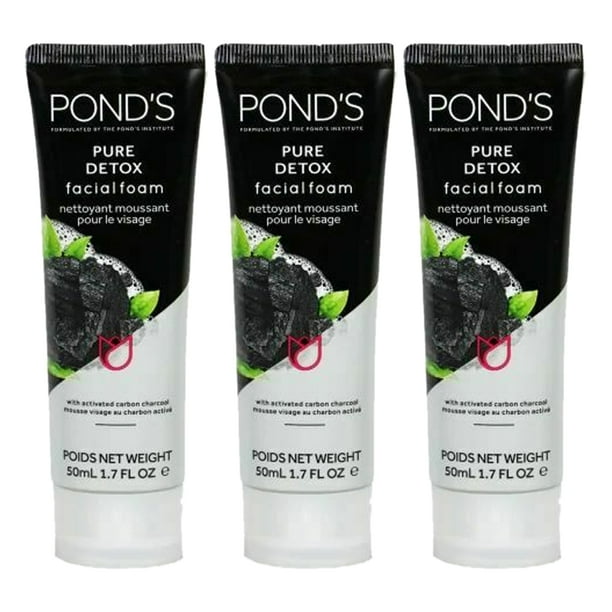 Ponds Pure Detox Facial Foam. Skin Exfoliator and Scrub. Removes Dirt, Dead Skin and Impurities