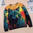 thumbnail image 6 of Sweatshirt For Womens Crewneck Colorful Lone Wolf Hoodies Teen Girls Cute, 6 of 7