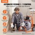 thumbnail image 2 of VEVOR Drain Cleaner Machine 75FT x 1/2 Inch Auto Feed with Wheels & 8 Cutters, 2 of 9