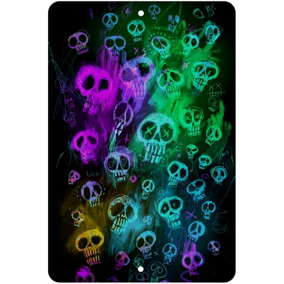 Scary Skulls Art Novelty Aluminum Sign
