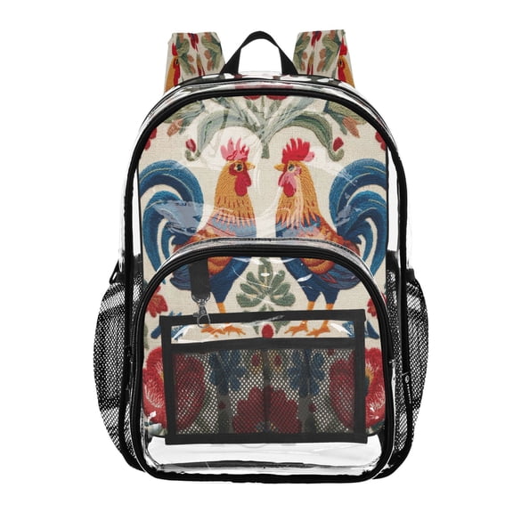 PVC Transparent Backpack Stylish & Durable Clear Backpack Perfect for School, Travel and Outings Male and Female Chickens