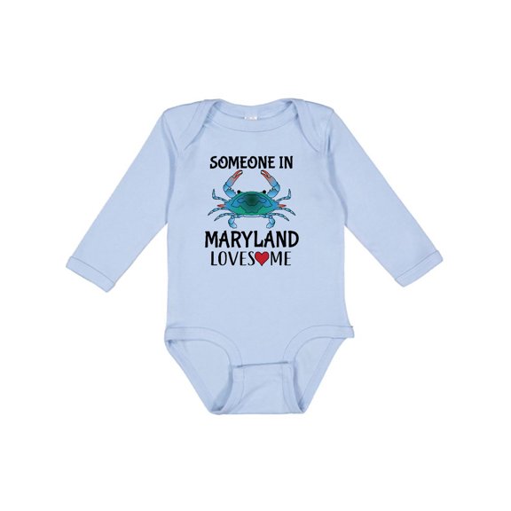 Inktastic Someone in Maryland Loves Me Crab Boys or Girls Long Sleeve Baby Bodysuit