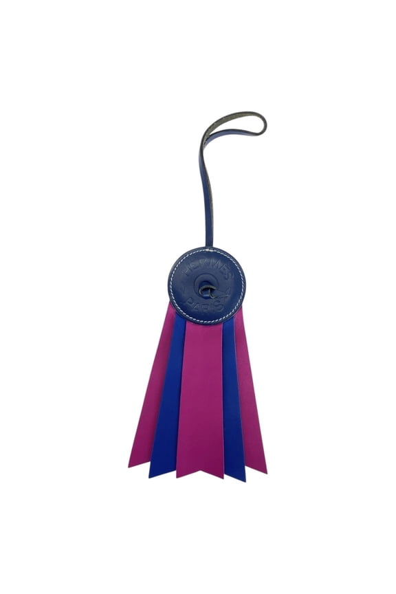 Pre-Owned HERMES Paddock Flotte Navy Purple Anjou Milo Keychain Bag Charm for Women