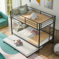 thumbnail image 2 of Twin Over Twin Bunk Bed with Trundle, Metal Twin Bed with Safety Guard Rail and Ladders, Space-Saving Bedroom Bunk Bed for Teens and Adults, Easy Assembly, K3285, 2 of 9