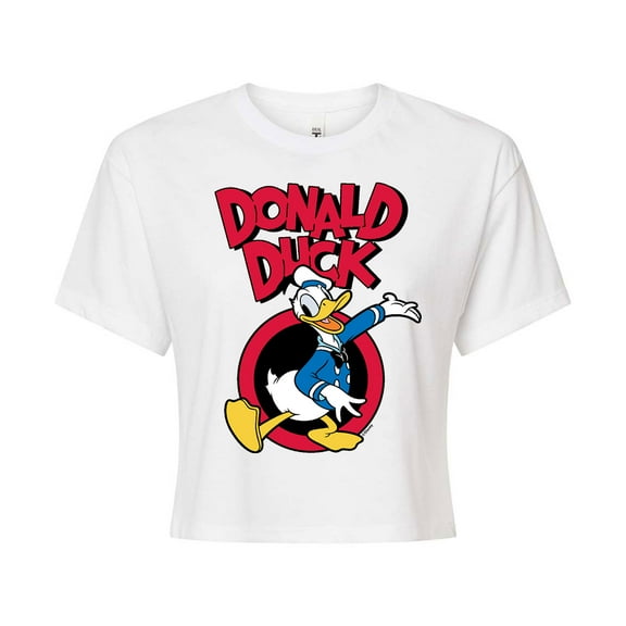 Mickey & Friends - Donald Duck - Juniors Cropped Cotton Blend T-Shirt