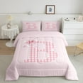 thumbnail image 2 of Manfei Personalized Initial 2pcs Bedding Comforter Set,Geometric Grid Twin Comforter Sets,Pink Bowknot Breathable Bedding Set,Ultra Soft Kawaii Home Decor,Reversible, 2 of 8