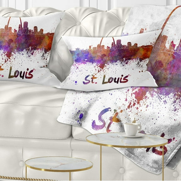 Designart St Louis Skyline - Cityscape Throw Pillow - 12x20