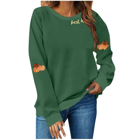 Wensltd Fall Pumpkin Sweatshirt for Women Pullovers Tops Thanksgiving Long Sleeve Shirt