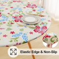 thumbnail image 2 of Round Fitted Tablecloth with Elastic Edge, 100% Waterproof Oil Proof Plastic Table Cover, Vinyl Flannel Backed Tablecloth Fits 36"-44" Round Tables for Dinner, Outdoor, Picnic, Black, 2 of 6