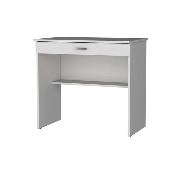 Fm Furniture Kaylor Storage Desk, Modern Design with Drawer and Shelf ,White