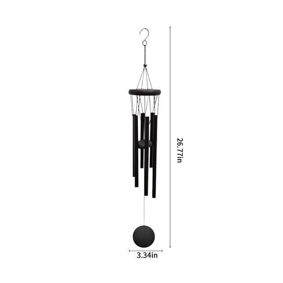 PRINxy Wind Chimes Outdoor Deep Tone, Wind Chime Outdoor Sympathy Wind-Chime With 6 , Elegant Chime For Garden Patio Black Windchimes Black