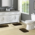 thumbnail image 2 of Garland Rug Traditional Washable Bath Rug Set, 3-Piece Set (17"x24" Bath Rug and Two 21"x34" Bath Rugs) Chocolate, 2 of 7
