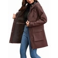 thumbnail image 2 of Women Waterproof Softshell Jackets Warm Fleece Lined Coats with Hood Long Rain Jacket Coffee Color XXXL, 2 of 8
