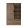thumbnail image 4 of PAPROOS Wooden Armoire Wardrobe Closet with 4 Drawers and Hanging Rod, Clothing Storage Cabinet with Shelves, Sturdy Freestanding Modern Bedroom Clothing Armoires, Brown, 4 of 10