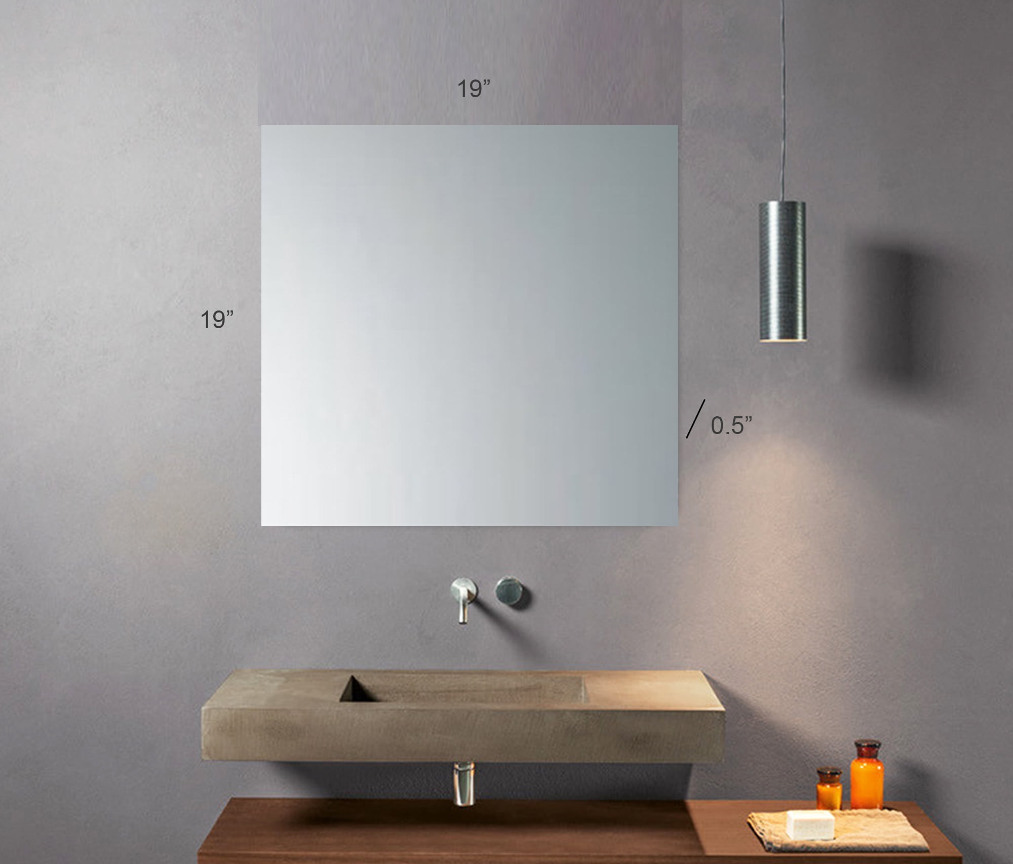 Decor Wonderland Reece 19 in. H x 19 in W Square Frameless Bathroom Vanity Wall Mirror with Polished Edge