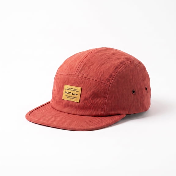 RUNDRAW Brick Red Short Brim 5 Panel Cap Quick Dry Breathable Casual Outdoor Camping Hat for Men Women