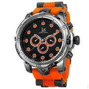 Joshua & Sons Mens Multifunction Swiss Watch - 3 Subdials, Day, Date and GMT on Polyurethane Bracelet - JS71 (Orange)