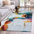 thumbnail image 3 of 3x5 Washable Area Rug, Vintage Oil Painting Non-Slip Rectangle Rug for Living Room Bedroom, Country Colorful Cow Wood Grain Indoor Low Pile Floor Mat for Home Decor, 3 of 9