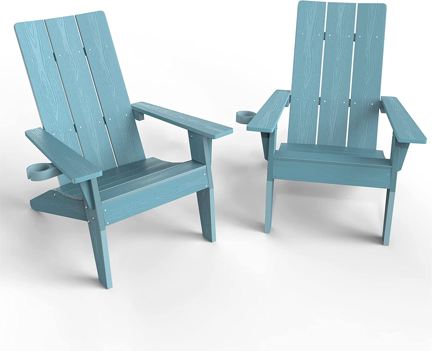 WINSOON All Weather HIPS Adirondack Chair with Cup Holder set of 2