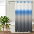 thumbnail image 3 of Blue Grey Ombre No Hook Shower Curtain Waterproof,Bathroom Curtains with Snap in Liners and See Through Top Window,Modern Geometric Striped Abstract Art Hotel Style Bathtub Curtains Shower 54"Wx78"L, 3 of 8