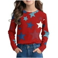 thumbnail image 2 of MKOSPLRT 3-14 Years Kids Y2K Tops Long Sleeve Crewneck T Shirts Funny Stars Graphic Shirts Fashion Color Block Blouses Soft Tees, 2 of 8