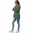 thumbnail image 3 of Long Sleeve Shirts for Women Tunic Tops for Women Loose Fit Dressy Crew Neck Pullover Basic Sweaters for Women Green M, 3 of 5