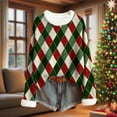 thumbnail image 2 of yardsong 2025 Xmas Women Holiday Top - Long Sleeve Boat Neck Imitation Knit Ugly Christmas Sweater Green,XL, 2 of 4