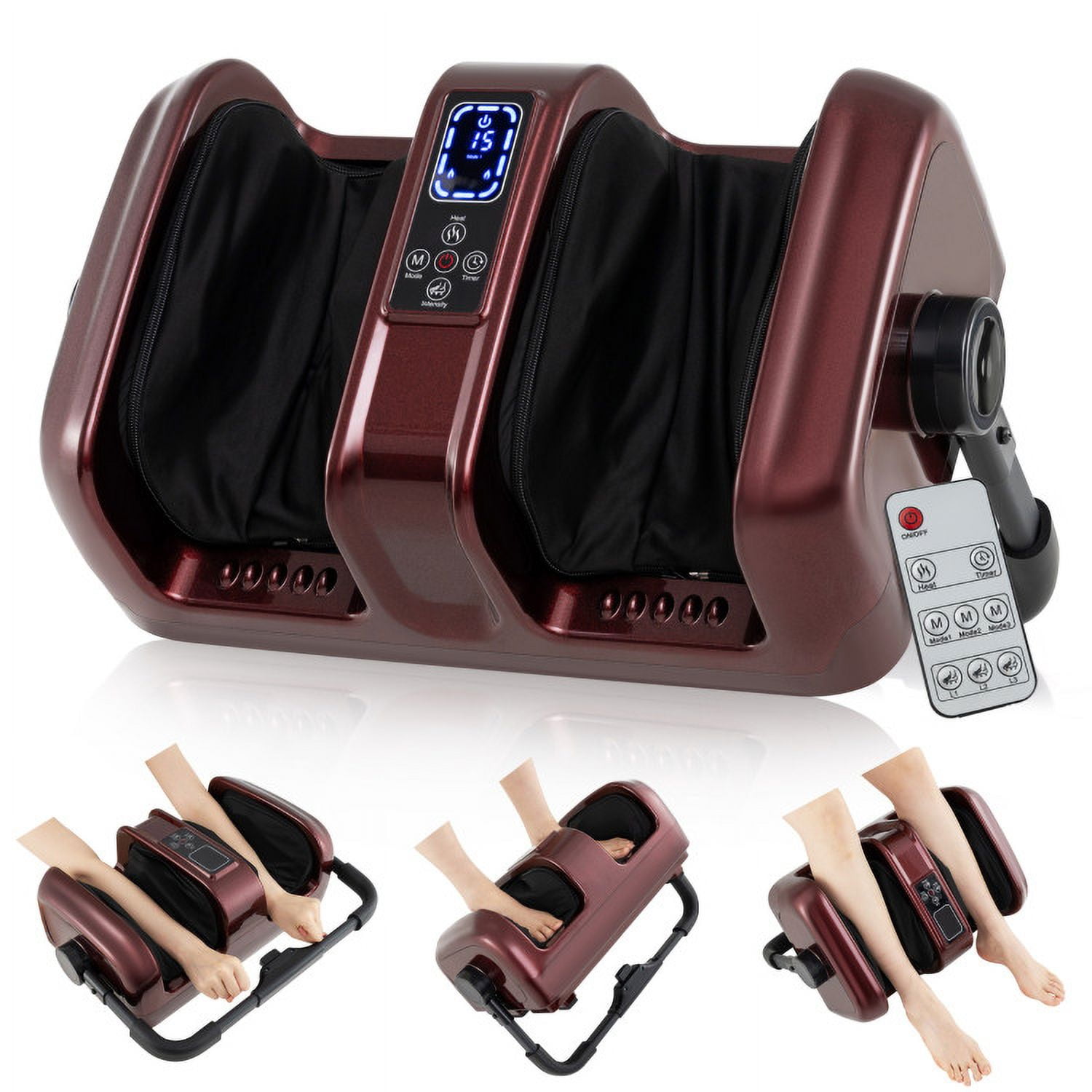 Barara King Foot Massagers,Foot Relaxation,Foot and Calf Massager with Heat Shiatsu Deep Kneading Rolling Smart Electric Leg Massager-Red