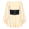 thumbnail image 4 of XAOFW Halloween Costumes For Girls Off Shoulder Beller Sleeve Ruffle Dresses With Belt Dress Up Outfits Toddler Kids Holiday Party Cozy Clothing Sets, 4 of 8