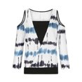 thumbnail image 4 of hxobax 3/4 Sleeve Shirts Womens Cold Shoulder Tunic Tops Tie-Dye Striped Tshirts Cross Wrop Blouses, 4 of 6