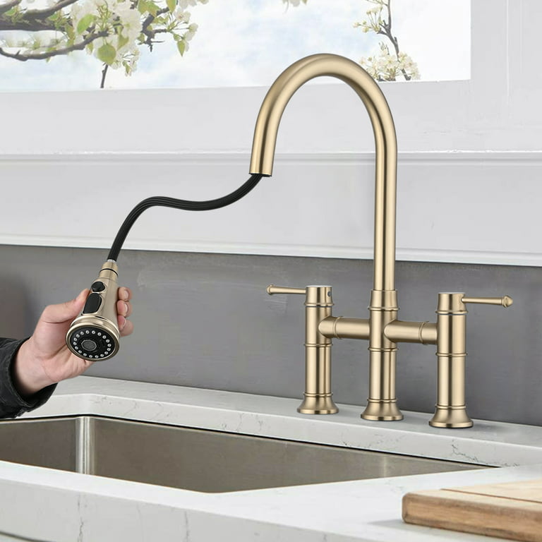 Bridge Kitchen Faucet With Pull Down