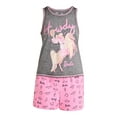 thumbnail image 4 of Barbie Women's Tank Top and Shorts Pajama Set, 2-Piece, Sizes XS-3X, 4 of 4