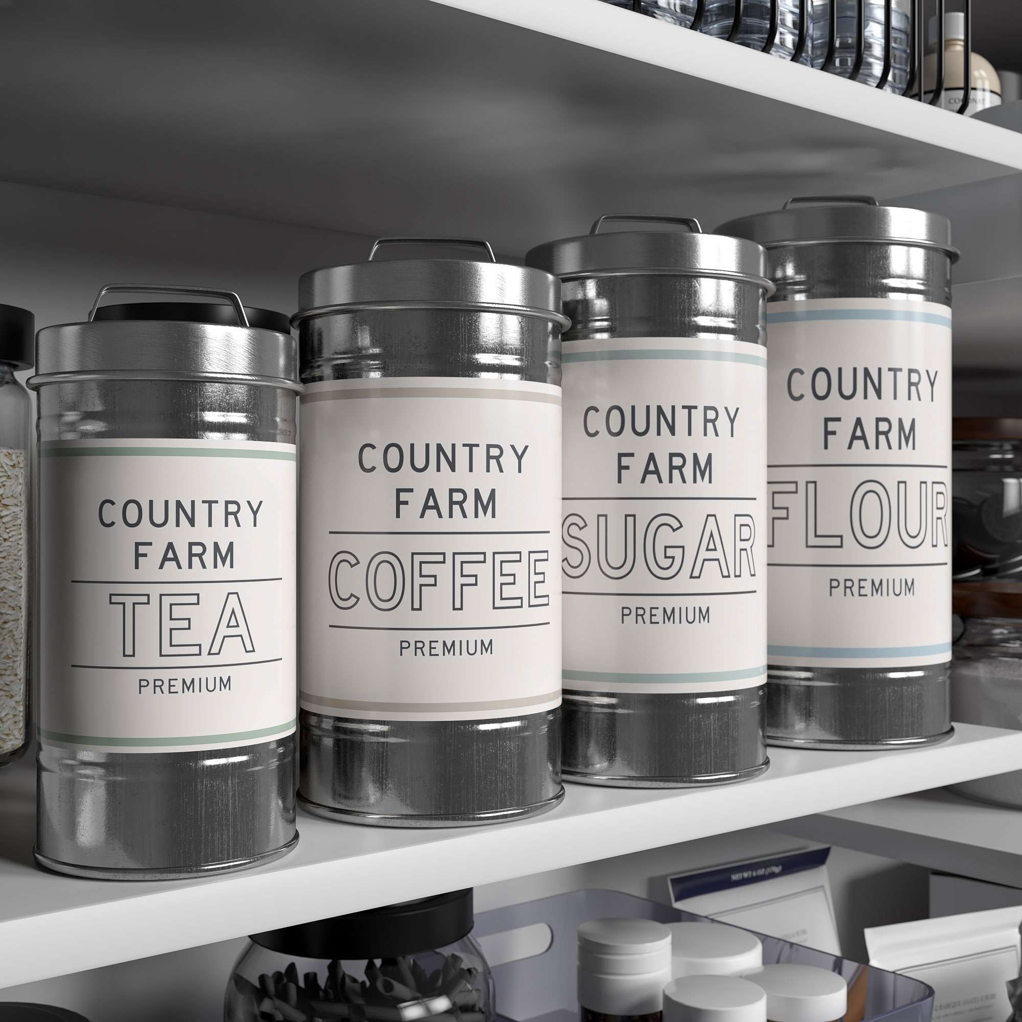 Barnyard Designs Metal Canister Sets for Kitchen Counter Vintage Kitchen Canisters, Country Rustic Farmhouse Decor for the Kitchen, Coffee Tea Sugar Flour Farmhouse Kitchen Decor, Set of 4 - image 3 of 6