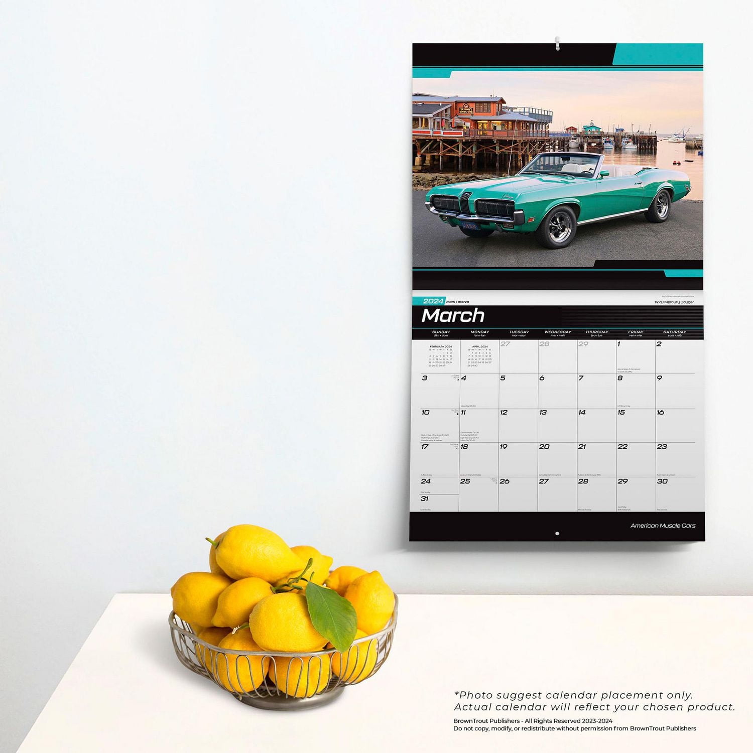 BrownTrout American Muscle Cars 2024 14x24 Inch Deluxe Wall Calendar, 9781975466411