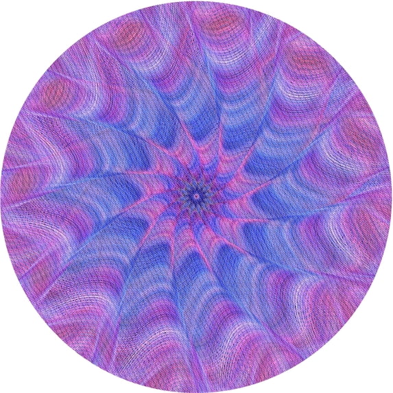 Ahgly Company Indoor Round Patterned Purple Mimosa Purple Area Rugs, 3' Round